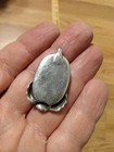 Native American Silver With Green Stone Pendant With Writing On Back — photo 4