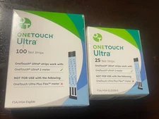 One Touch ULTRA test strips 125 ct expire 12/31 2025 AND 7/31/2026 SEALED