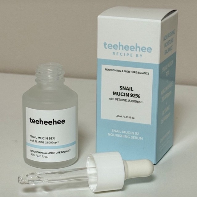 Teeheehee Snail Mucin 92% 30ml Betaine 15,000ppm Serum Nourishing Moisture NEW