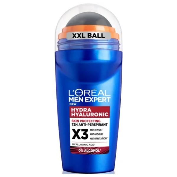 3 x L'Oreal Men Expert Hydra Hyaluronic Anti-Perspirant Roll-On 50ml
