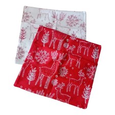 Jacquard Reindeer Pillow Covers 18"x18" Set Of 2 Faux Fur Fuzzy Embroidered Soft