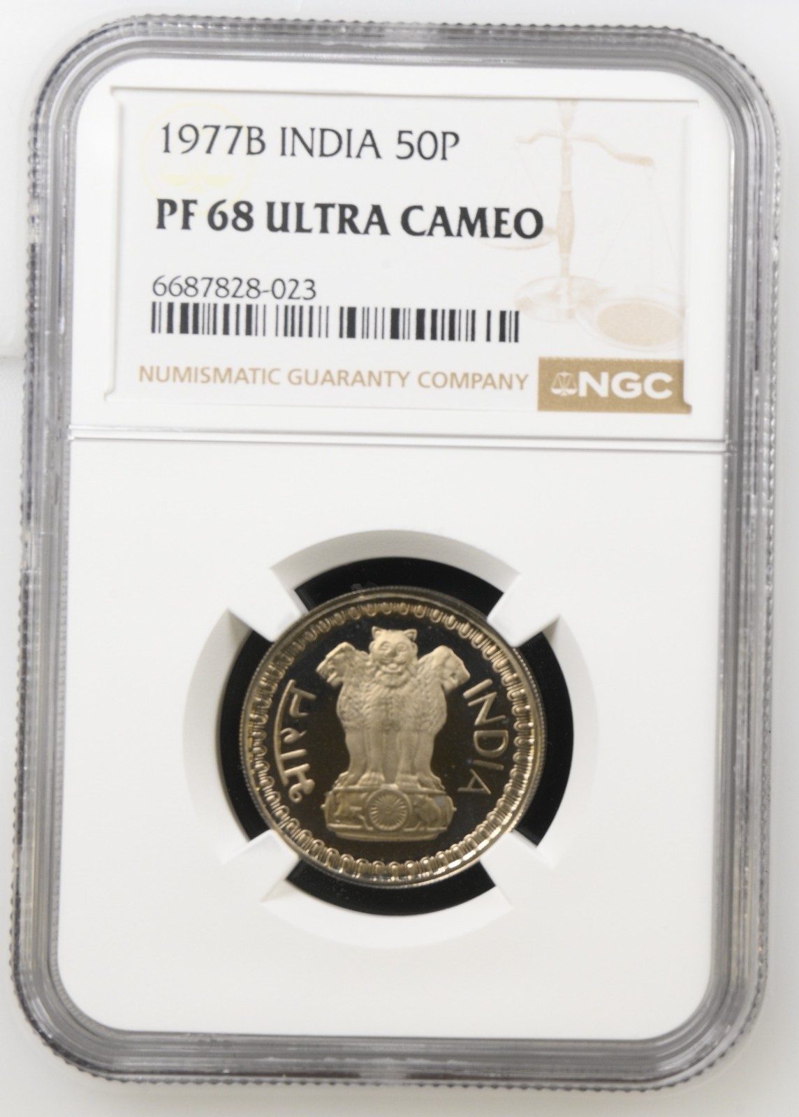 India 50 Paise 1977B NGC PF 68 Ultra Cameo