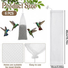 6 PCS Finch Sock Feeder for Outdoor, Durable Instant Thistle Seed Feeder Sack...
