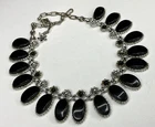Vintage Silvertone & Black Lucite Necklace