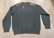  250 Mens Bruno Magli Faux Suede Patch Crewneck Sweater Olive Green XL