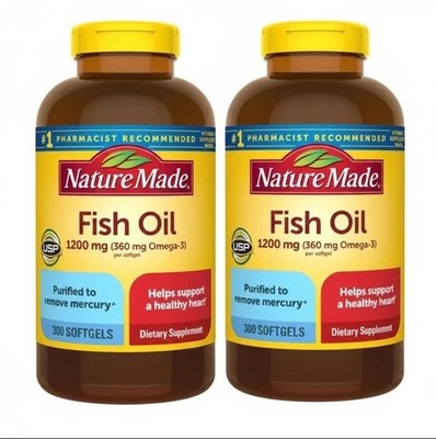 (2X) NatureMade Fish Oil 1200 mg | 600 Softgels | Omega-3 EPA DHA | Exp 05/28