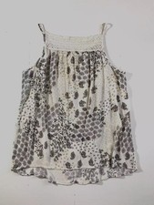 Maurices Tank Top Womens L Paisley Crochet Neck Sleeveless Cami Ivory Boho