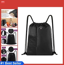 Drawstring Backpack Gym Bag 16x20 Inch Large Black Sports Sackpack Water Bottle