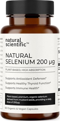 Selenium 200mcg Capsules - Organic Selenium Supplement for Antioxidant Support -