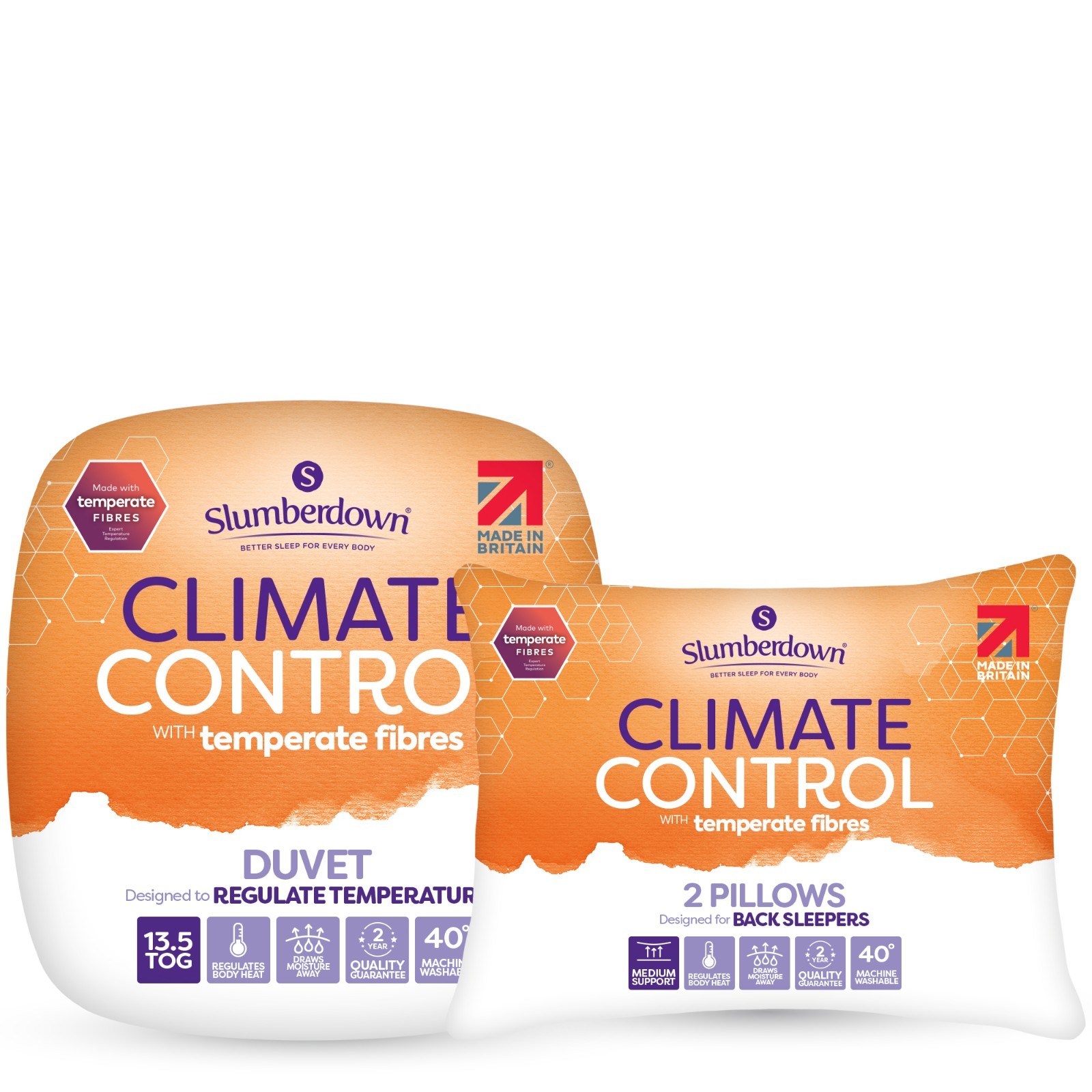 Slumberdown (13.5 Tog, Double Bed) Climate Control Duvet & Pillow Bundle - Image 2