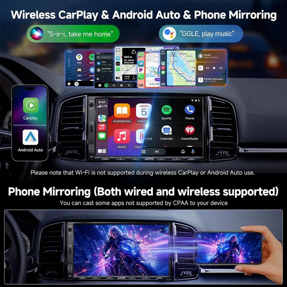 ATOTO A5L 7 Zoll Doppel DIN Android GPS Autoradio Chat-AI Wireless CarPlay WIFI - Bild 4 von 4
