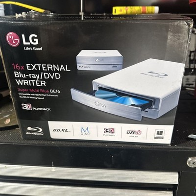 LG External Blu-Ray DVD Writer BE14NU40 with Power Cord and USB Cable Works