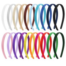 Thin Satin Headbands 20 PCS 1cm Plain Colorful DIY Craft Hair Bands Girls
