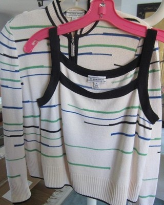 St JOHN Sport Size P TWINSET Santana Knit Zip-up Sweater + Cute Camisole Top EUC