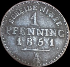 1851-German States Prussia copper  Pfenning