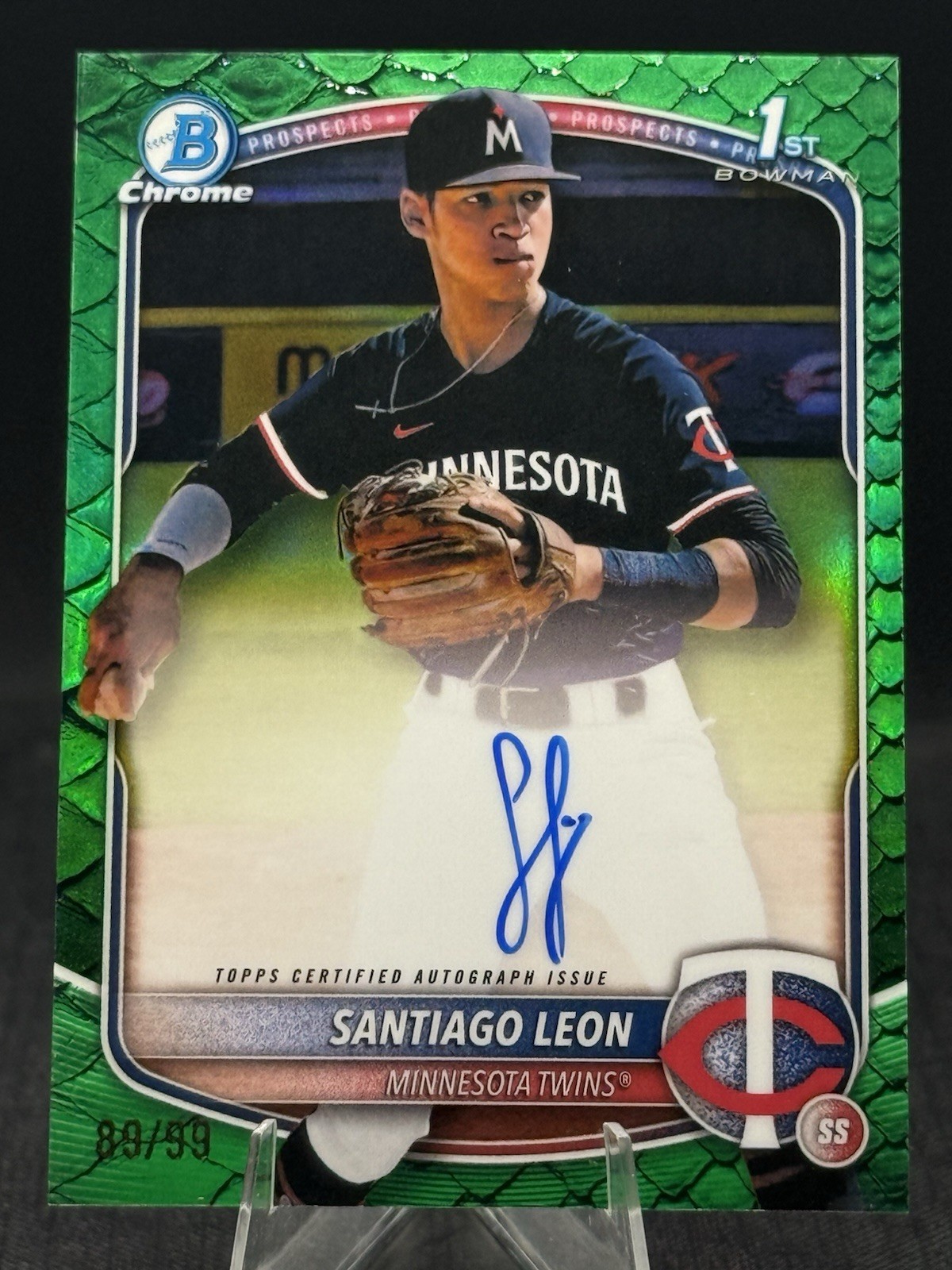 2025 Bowman Chrome Autograph Reptilian Green #CPA-SL Santiago Leon Auto 1st /99