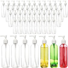52 Pcs Empty Plastic Pump Bottle 8 oz/ 250 ml Clear Lotion Pump Dispenser Ref...