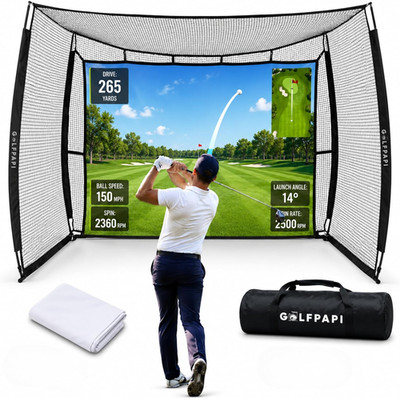 Mobile Golf Simulator Net   10Ft Compact Practice Net with Steel Frame & Impact