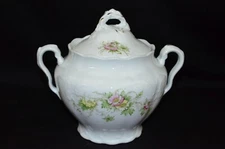 Vintage Bone China Big white with Flowers Sugar Bowl