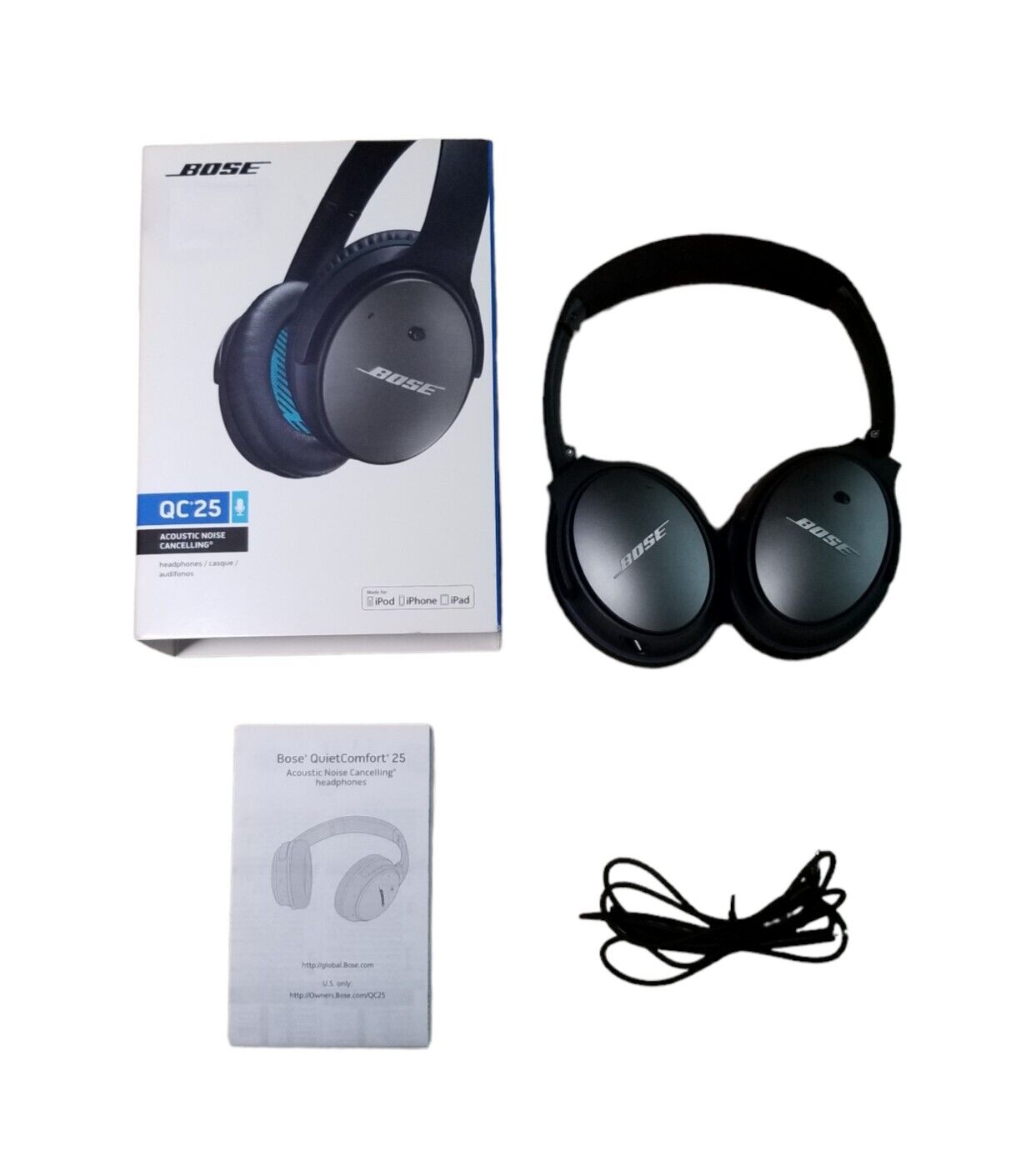 Bose Quiet Comfort  Noise Cancelling Wired Headphones Black QC