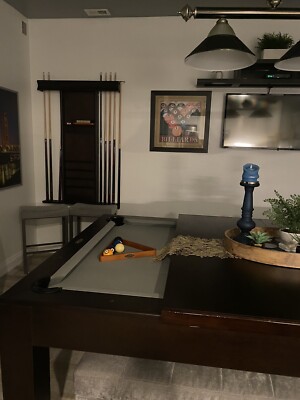billiard/dining table American heritage, expresso with gray felt, two benches 