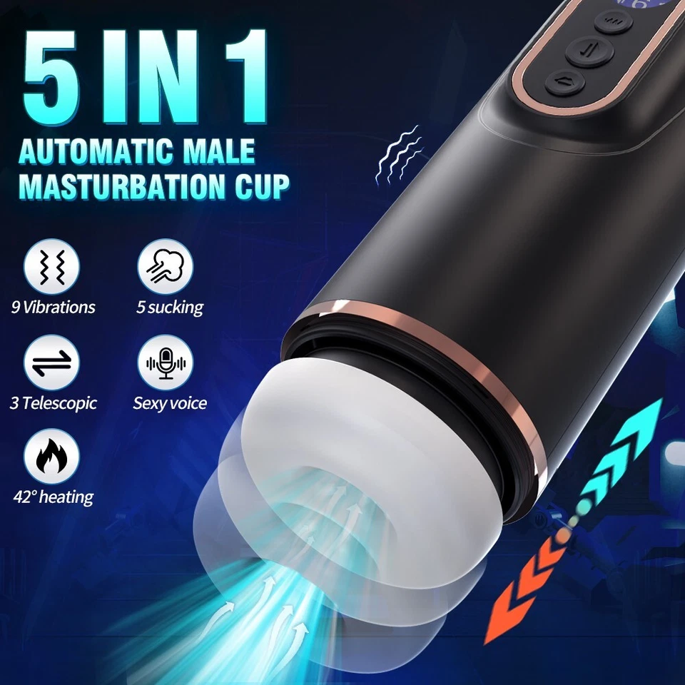 Male Masturbaters Automatic HandsFree Telescopic Sucking Cup Stroker Men Sex Toy - Image 3 of 4