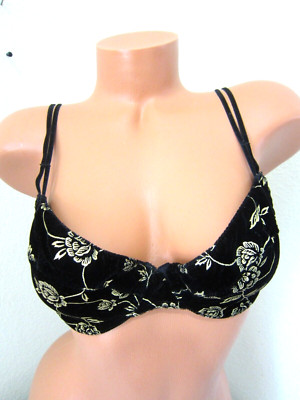 USA Vintage Frederick's of Hollywood FLORAL VELVET VELOUR SILKY BRA 38B 51002