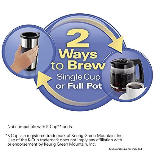 Hamilton Beach 2-Way Brewer Coffee Maker, Single-Serve and 12-Cup Pot, Black/Sta
