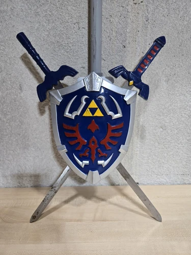 Legend Of Zelda Master Sword Set And Hylian Shield Triforce Wall Art Display