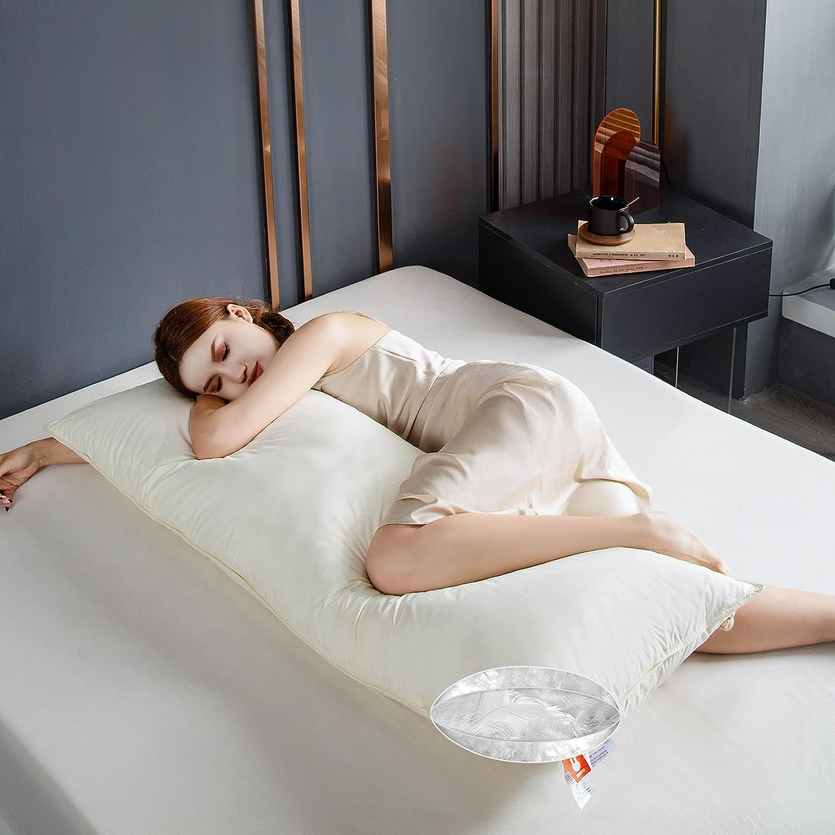 WINKAURA Body Pillow Case 60x21 Inch - Premium Soft, Envelope Closure, Fits 54x20 Pillow (Cream)