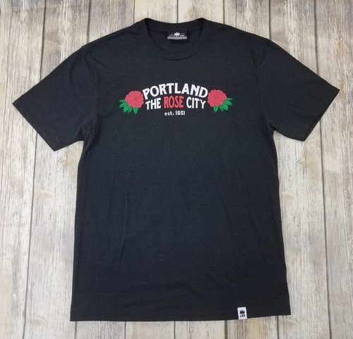 PORTLAND The Rose City T-shirt Little Bay Root Unisex Size S Gray Short Sleeves