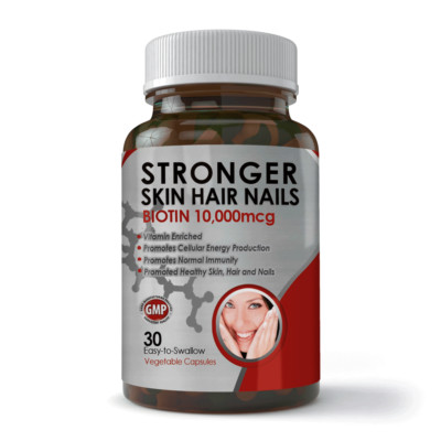 Biotin 10000mcg Healthy Hair Skin Nails Support Dietary Supplement 30 Capsules