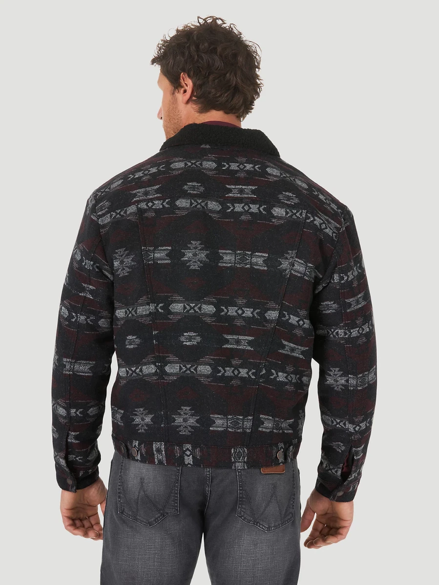 Wrangler Men s Black Jacquard Sherpa Jacket Sweetbriar 74250SB