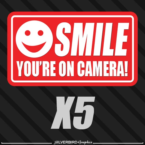 5 pack smile you're on camera stickers video security system warning alarm decal - Image 2 of 4