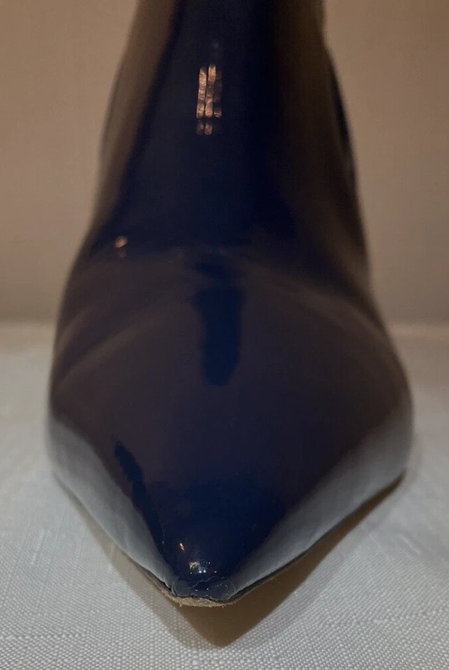 Tory Burch Georgina Patent Leather Ankle Booties Blue Size 10M Pointed Toe - Image 4 of 4