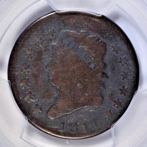 1814 CLASSIC HEAD LARGE CENT ~ PLAIN 4 VARIETY ~ NICE BOLD GOOD PCGS G DETAILS! - Image 3 of 4