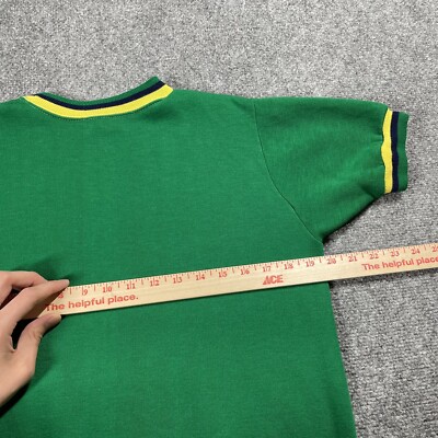 VINTAGE 50s 60s AKOM Short Sleeve Sweatshirt Size Small Green Mod