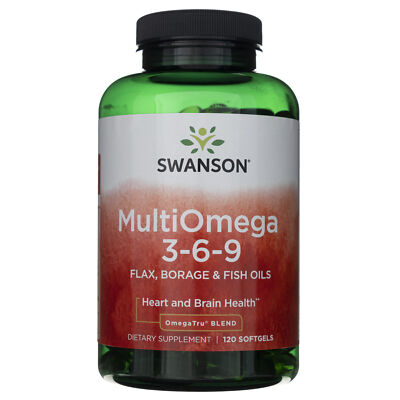 Swanson MultiOmega 3-6-9 Flachs, Borretsch ,Fischöl, 120 Kapseln