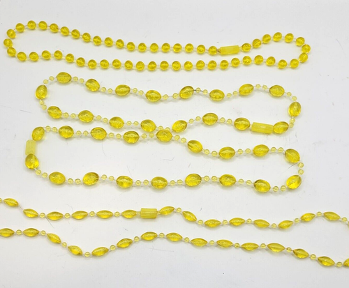 Four Bright Cheerful Citrine Bright Yellow Beaded Vintage Plastic Necklace Set - Picture 16 of 17