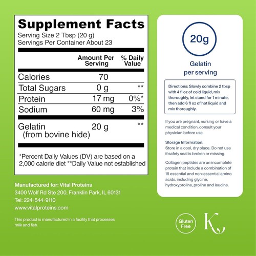 Versatile 16.4 oz Kosher Grass-Fed Beef Gelatin Powder - Gluten Free & Paleo - Picture 4 of 11