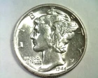 1944 MERCURY DIME CHOICE ABOUT UNCIRCULATED+ CH. AU+ NICE ORIGINAL COIN 99c SHIP