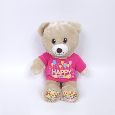 Build A Bear Happy Birthday Brown Teddy Bear Plush With T Shirt BAB 15" Tall