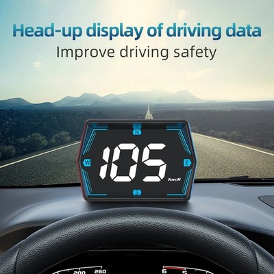 HUD GPS Car Digital Speedometer Head-Up Display Big Font Overspeed Alarm Compass