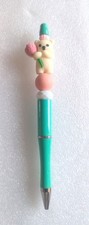 BEADED INK PEN - ADORABLE BEAR HOLDING A ROSE- BLACK INK- FREE REFILL