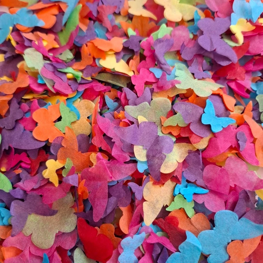 Papel de tecido biodegradável para casamento confete borboletas - arco-íris - Imagem 2 de 4