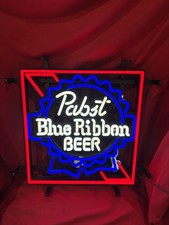Pabst Blue Ribbon Beer Lighted Neon-Style Sign w/ Power Adapter Breweriana