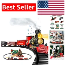 Charming HO Scale Electric Christmas Train Set for Kids with Lights and Smokes