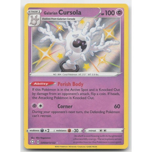 Galarian Cursola Holo Shining Fates: Shiny Vault SV050/SV122 SHR LP Pokemon