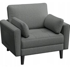 Fauteuil Avec 2 Coussins 614586 Gris Foncé, Capacité De Charge 136 KG, Gris - A