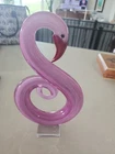 10x6" MCM Vtg PINK FLAMINGO 🦩 MURANO STYLE ART Glass Swirled Statue Red Beak
